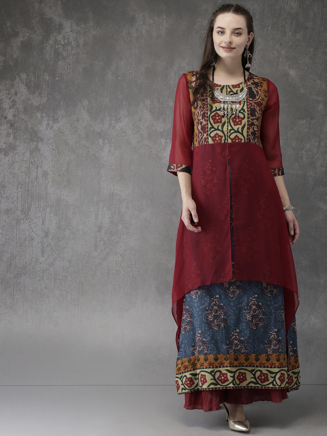 anouk maroon kurta set