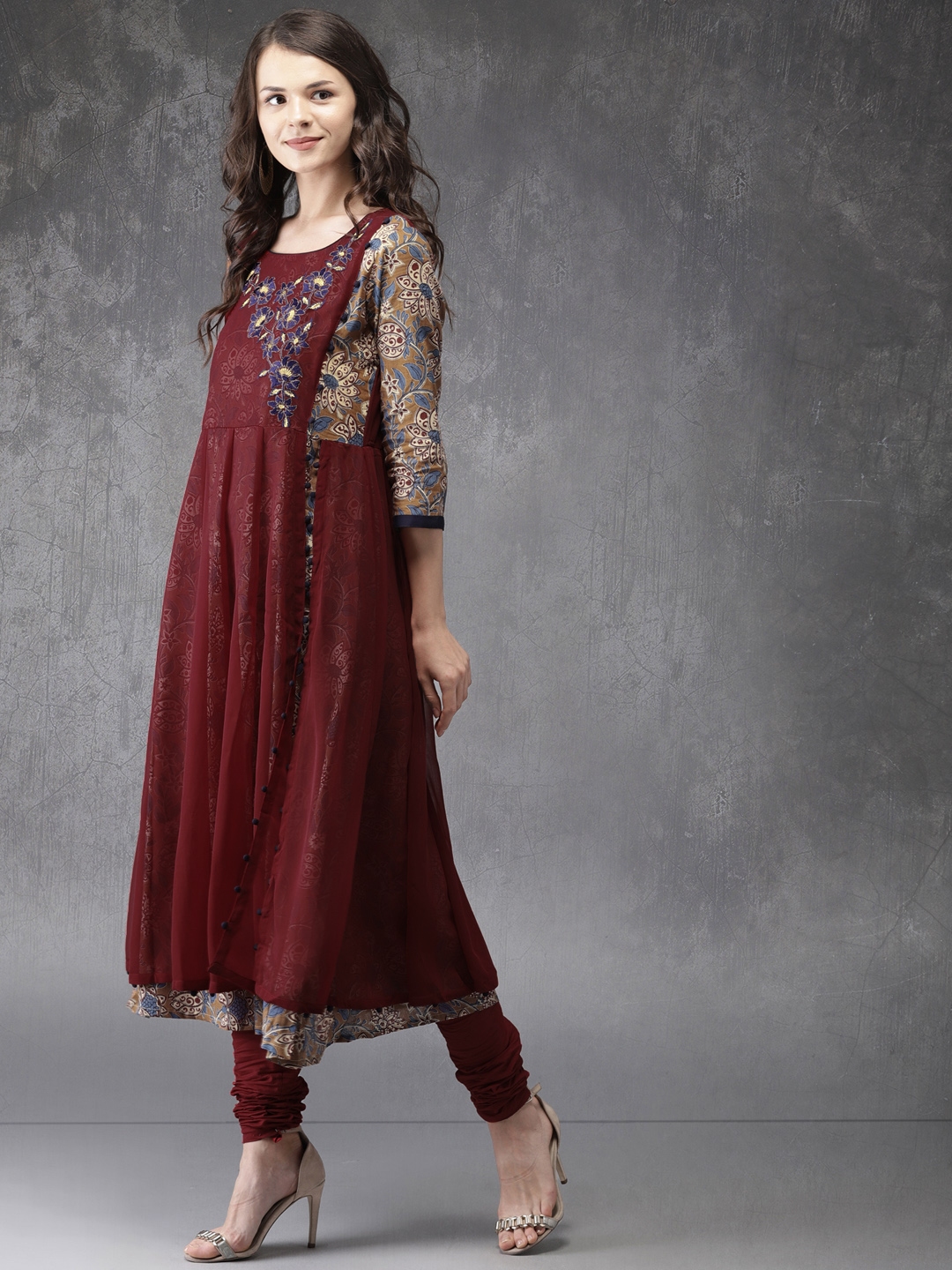 anouk maroon kurta set