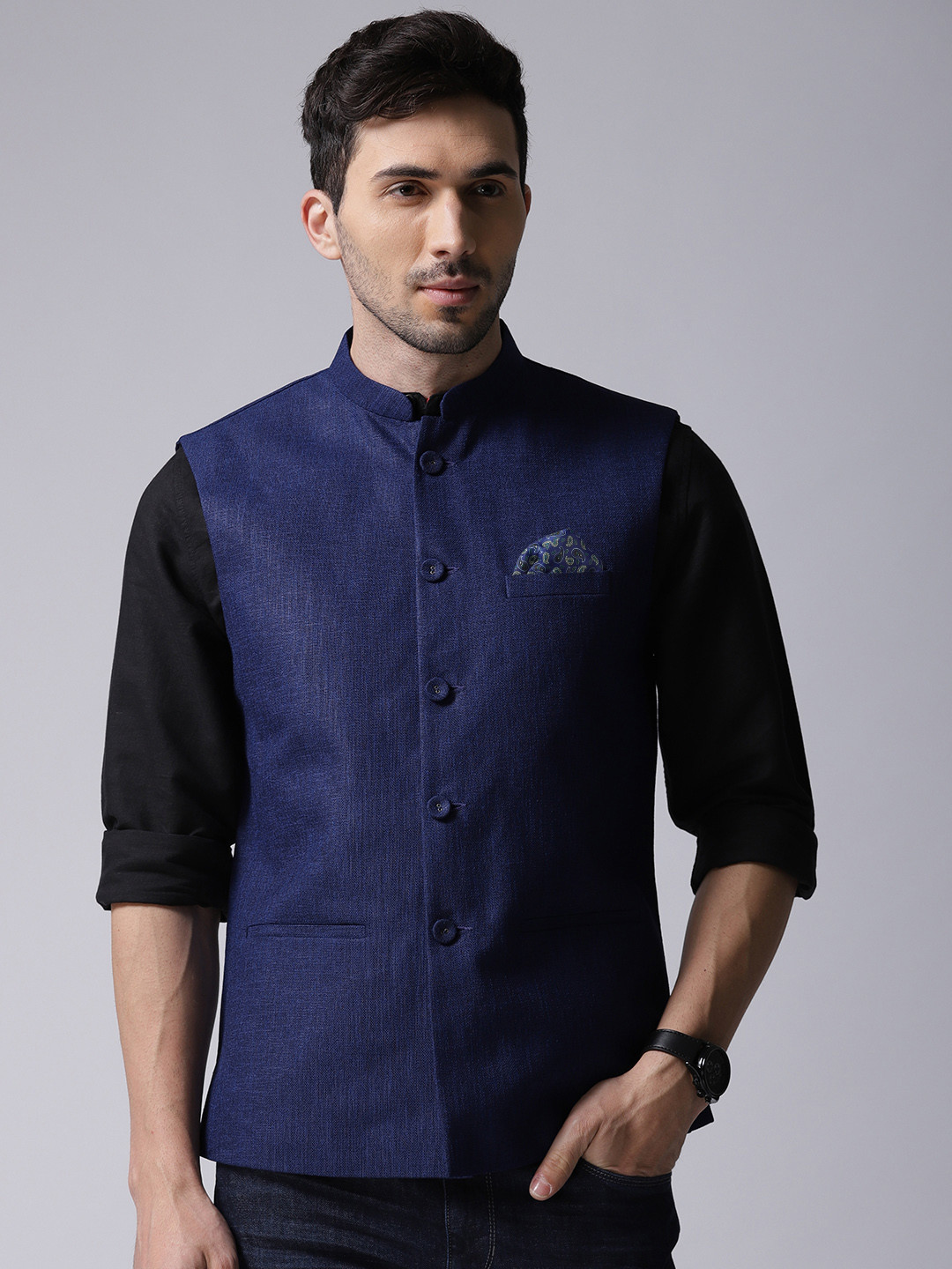 Buy True Blue Navy Blue Nehru Jacket Nehru Jackets for Men 3877423