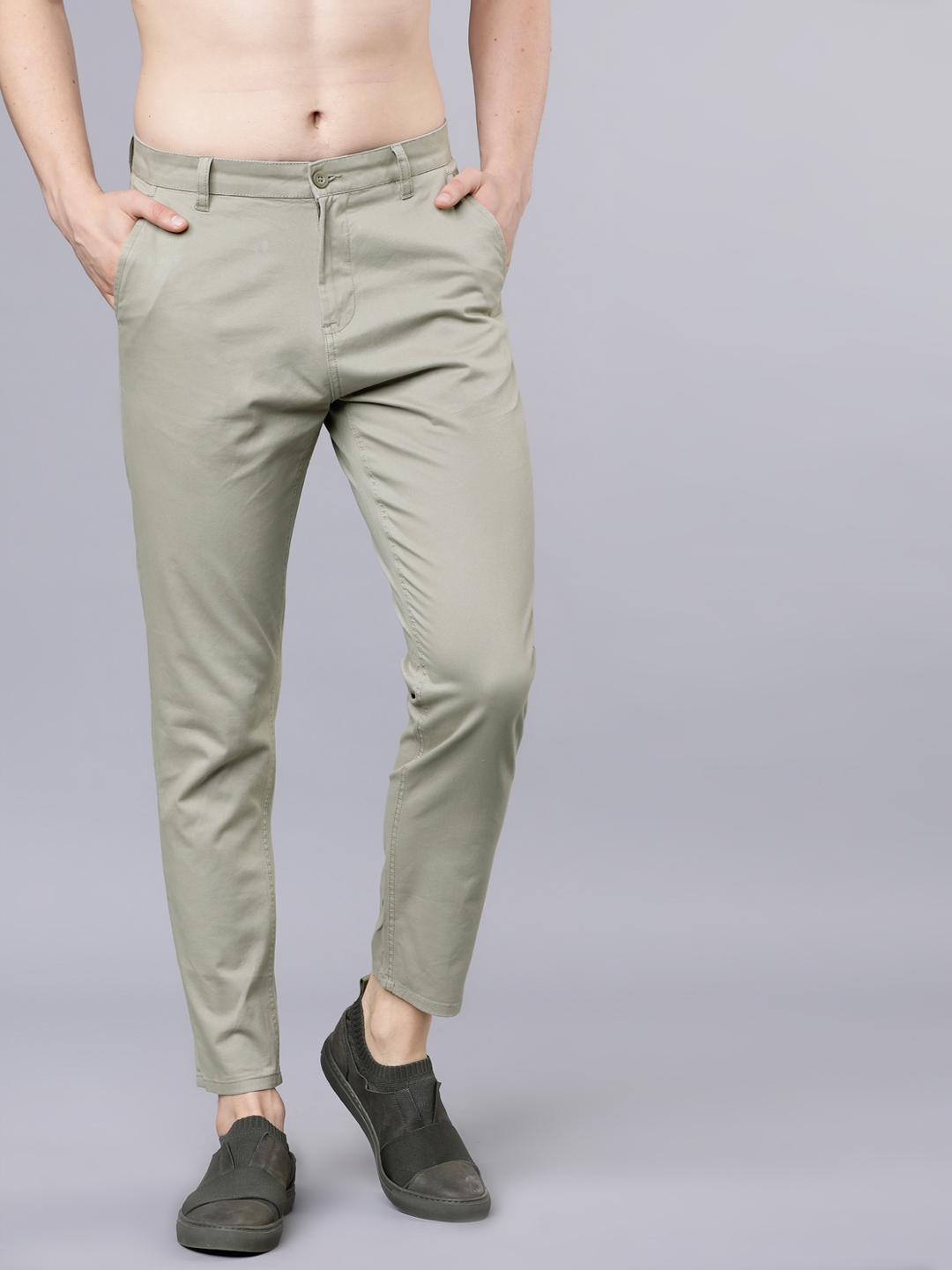 Buy HIGHLANDER Men Olive Green Tapered Fit Chinos - Trousers for Men ...