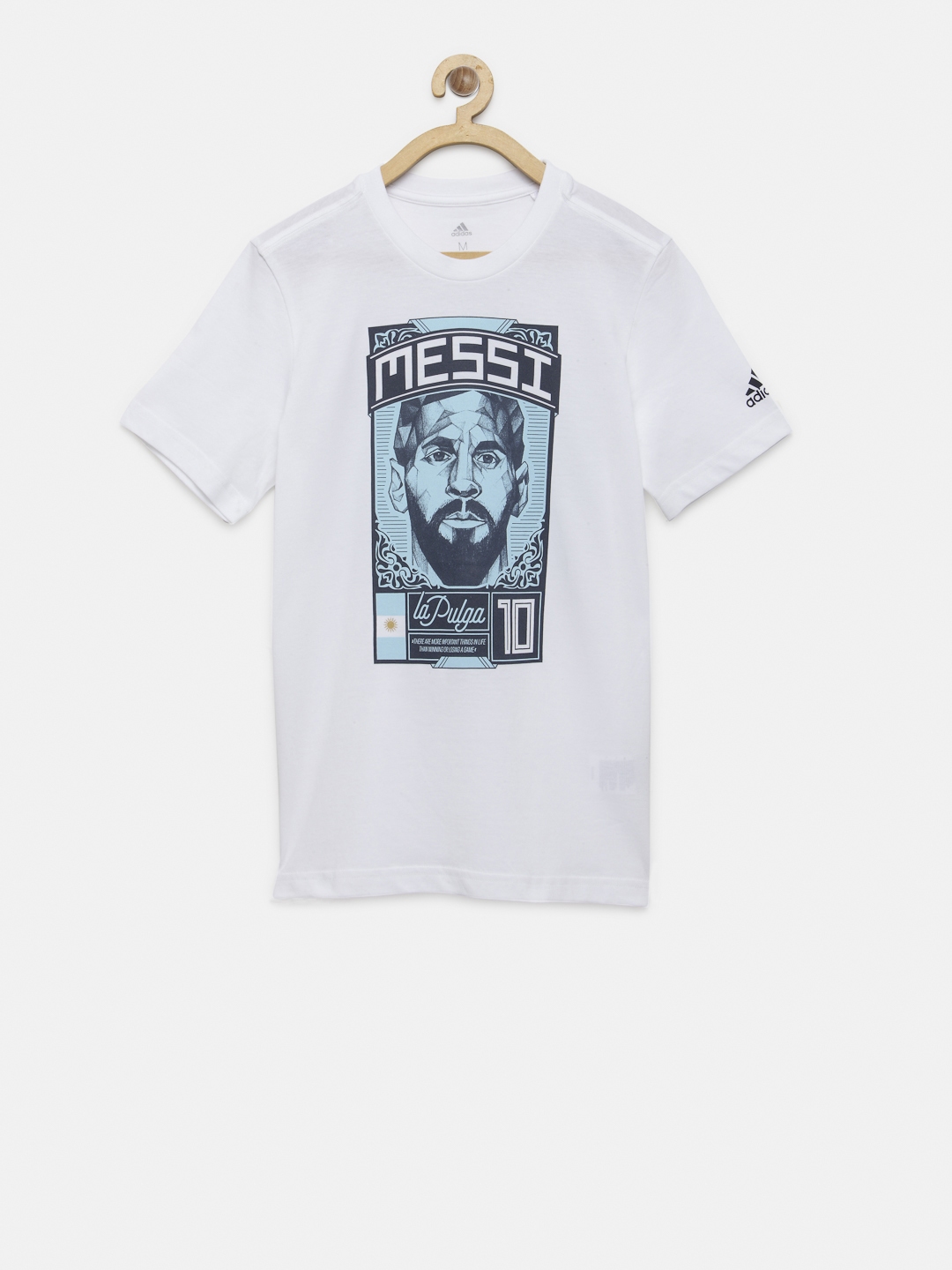 Buy ADIDAS Boys White Messi Graphic Printed Round Neck Pure Cotton T