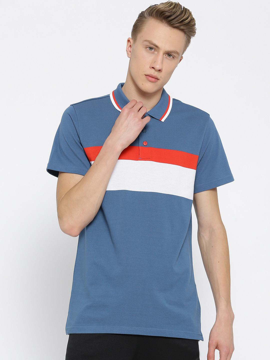 Buy ADIDAS Men Blue TP YD ST 2 Striped Training Polo T Shirt Tshirts