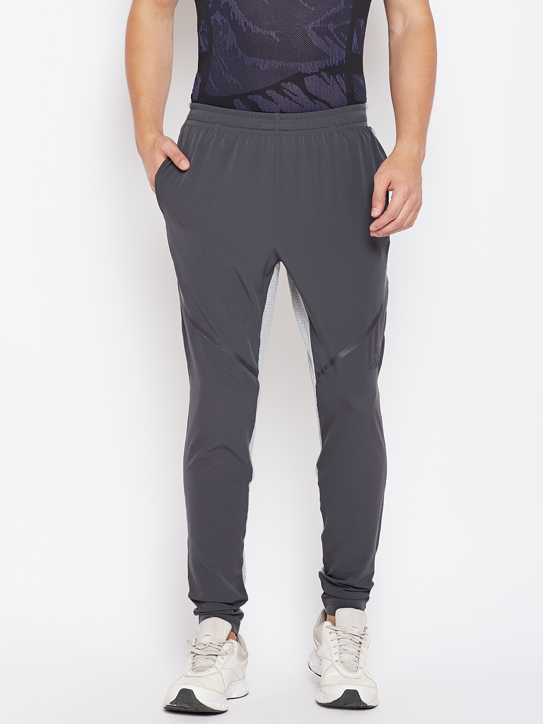 Buy ADIDAS Men Charcoal Grey Woven Extreme Colourblocked Track Pants ...