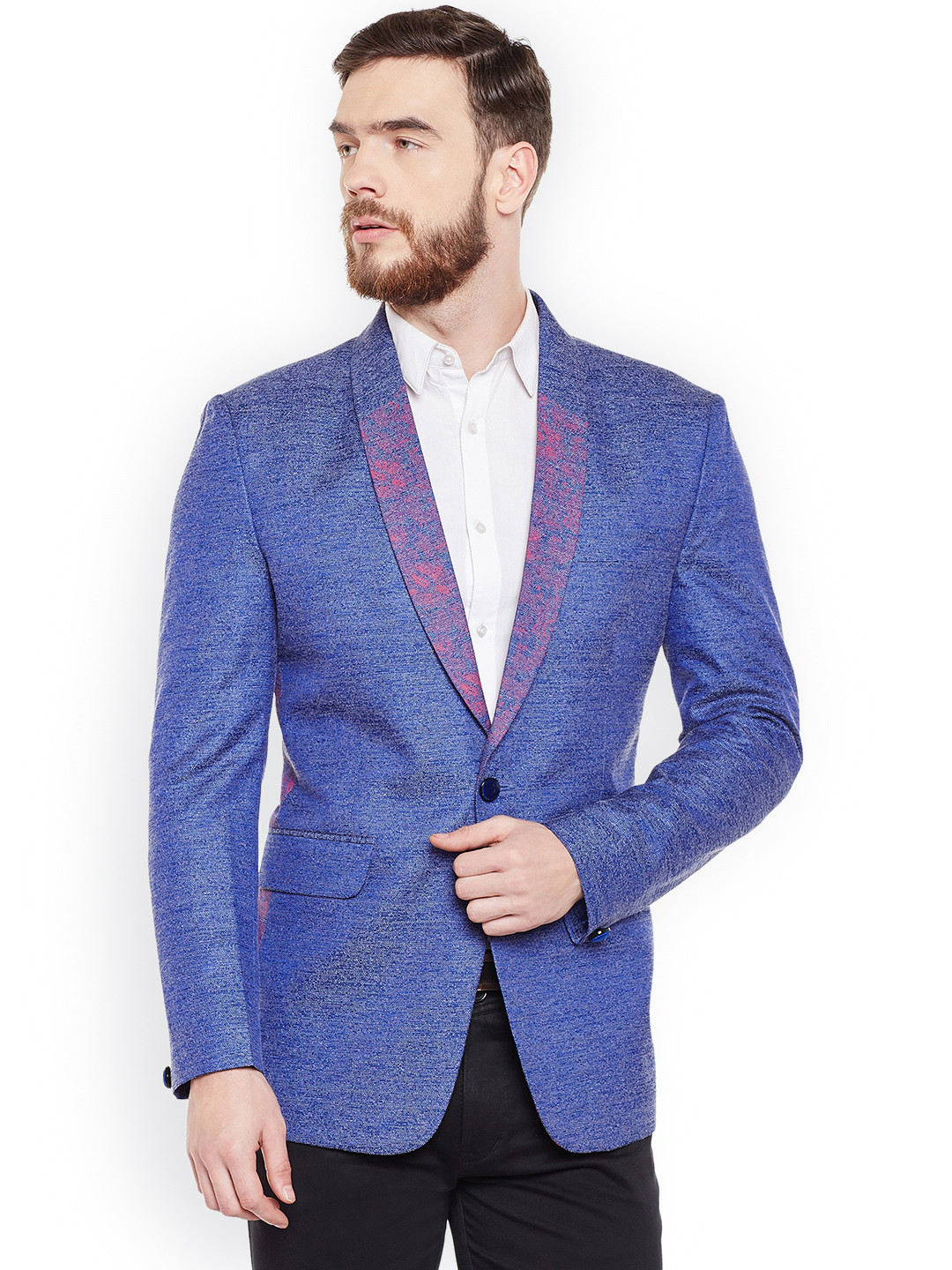 Buy Lamode Men's Self Design Sky Blue Regular Fit Blazer - Blazers for Men 3889000 | Myntra