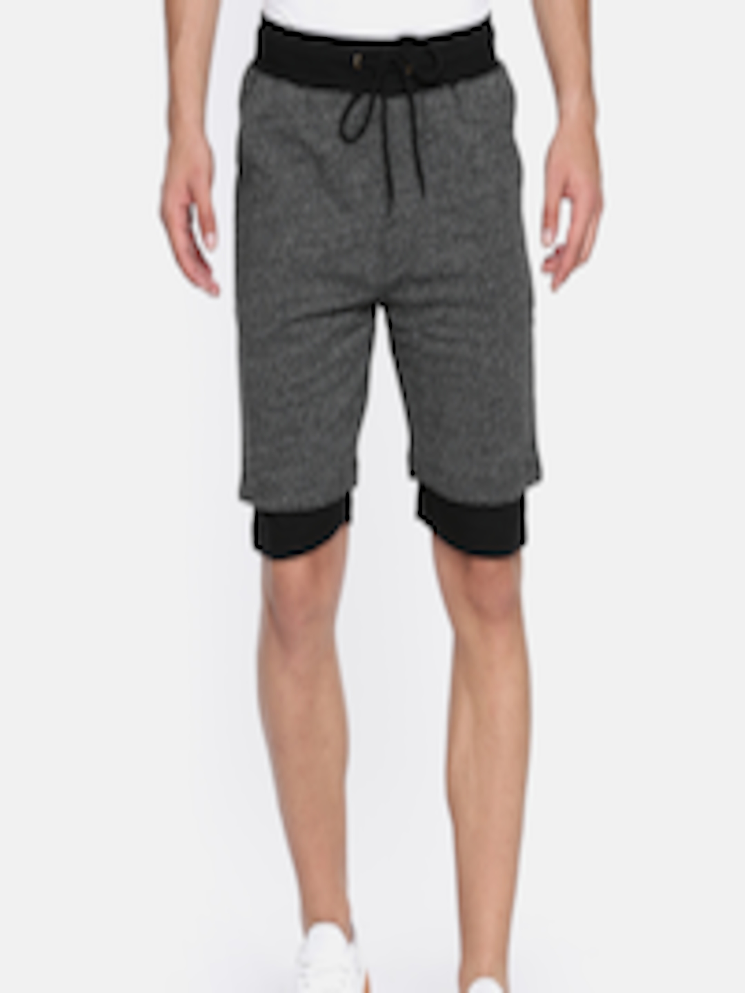 Buy People Men Charcoal Grey Solid Regular Fit Regular Shorts - Shorts ...