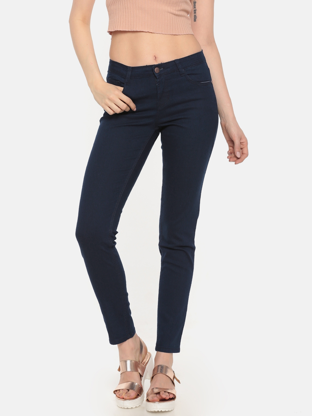 Buy Newport Women Blue Slim Fit Mid Rise Clean Look Stretchable Jeans ...