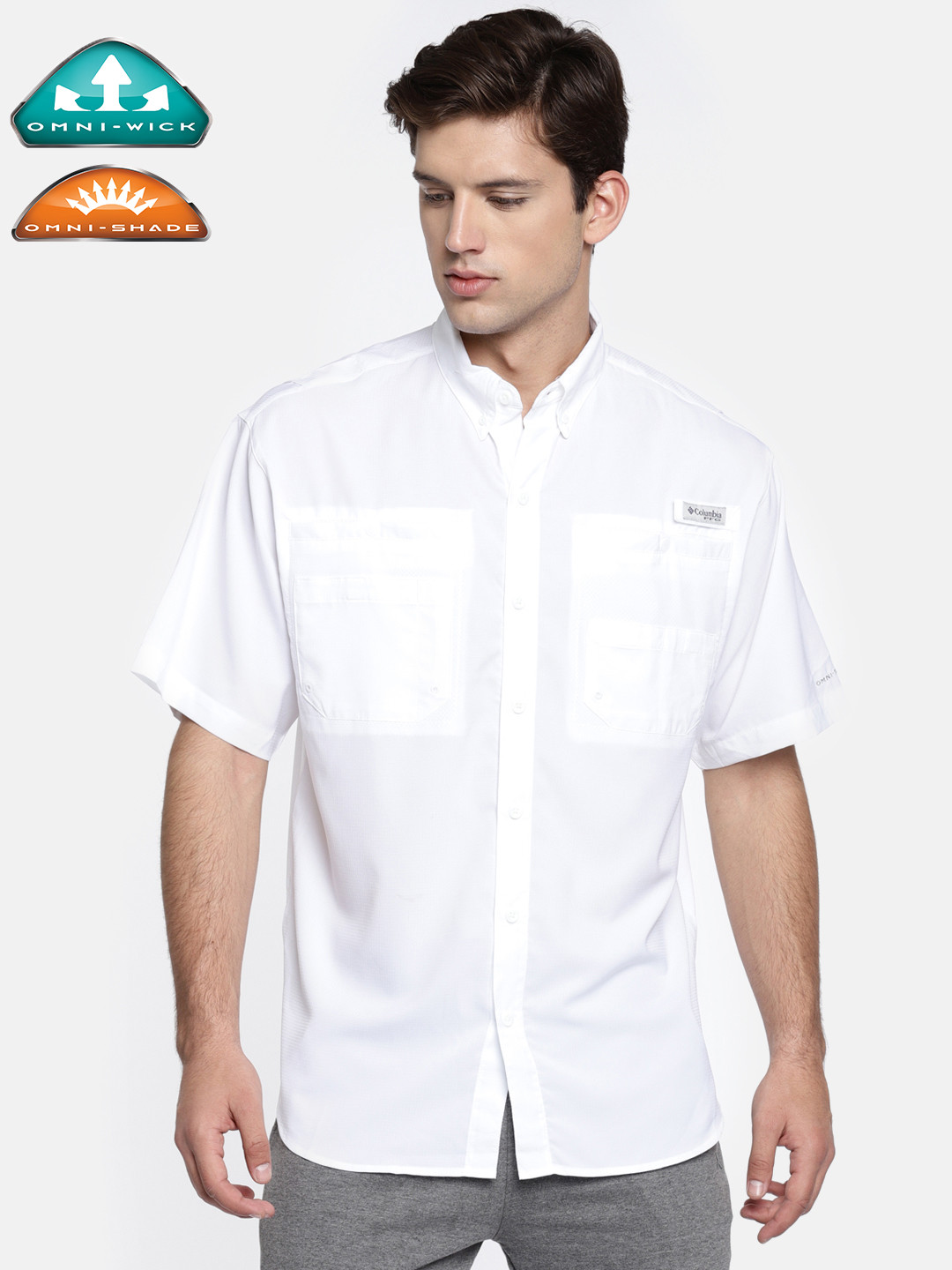 Buy Columbia Men White Regular Fit Solid UV Protect Hiking Shirt