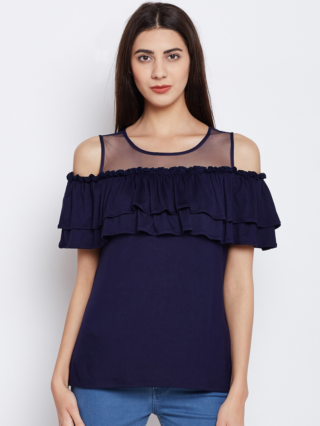 Buy Femella Women Navy Blue Solid Top Tops for Women 4128677 Myntra