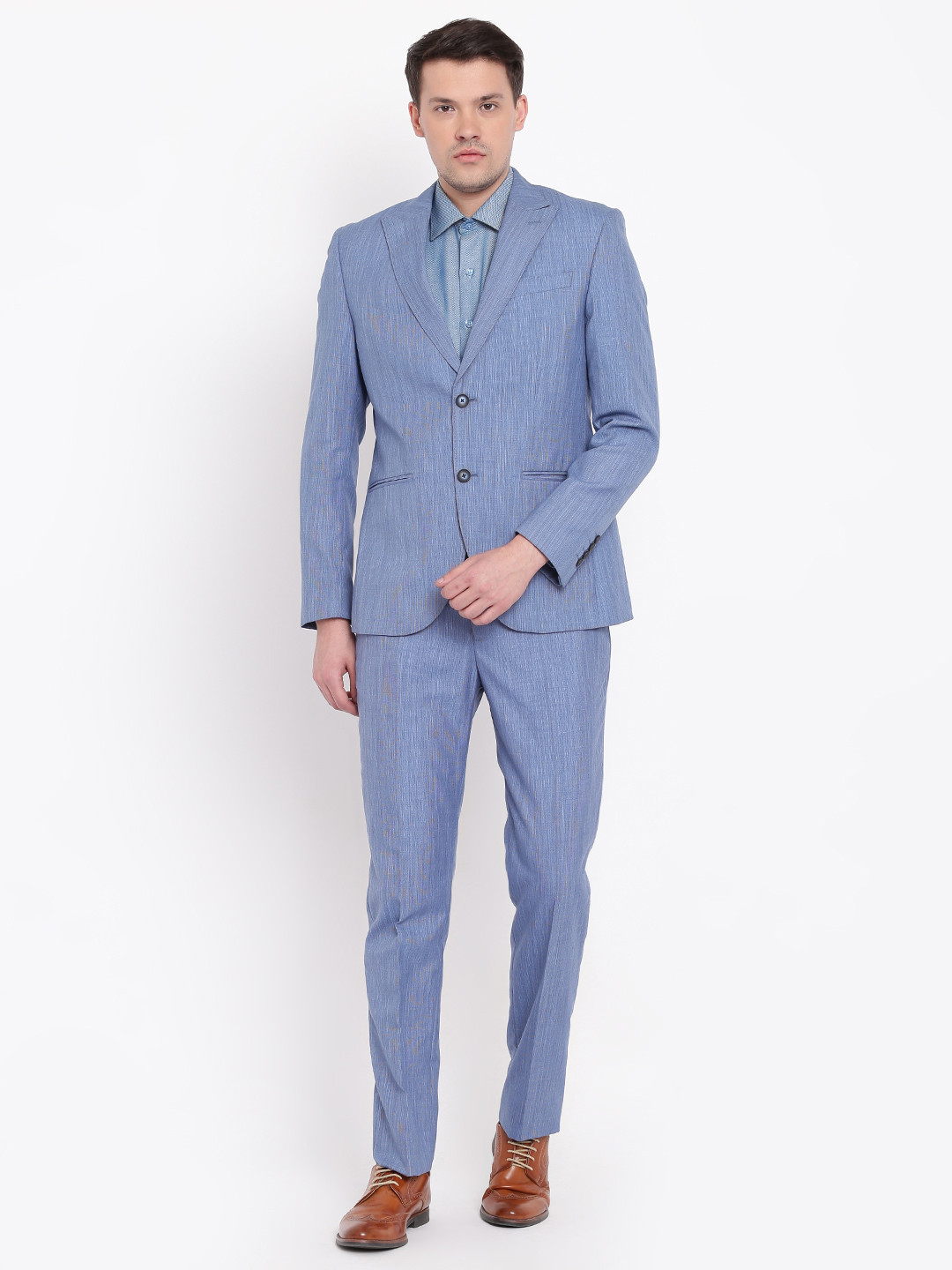 Buy Blackberrys Blue Solid Contemporary Fit Single Breasted Formal Suit