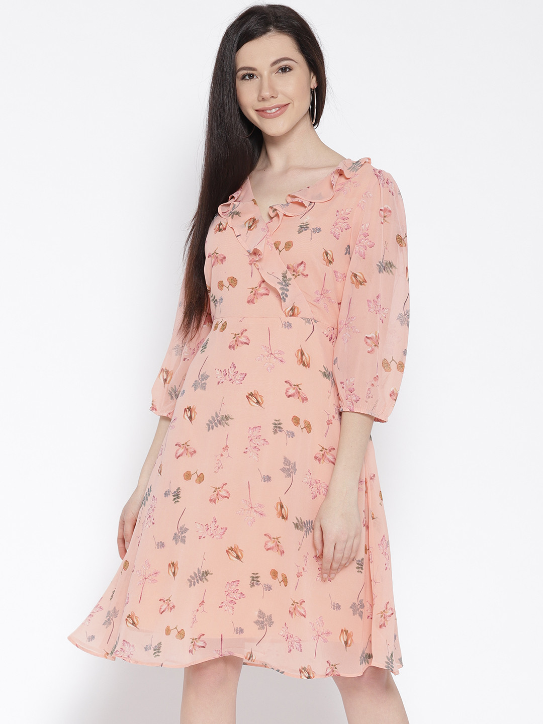 Solid Peach fit & Flear dress