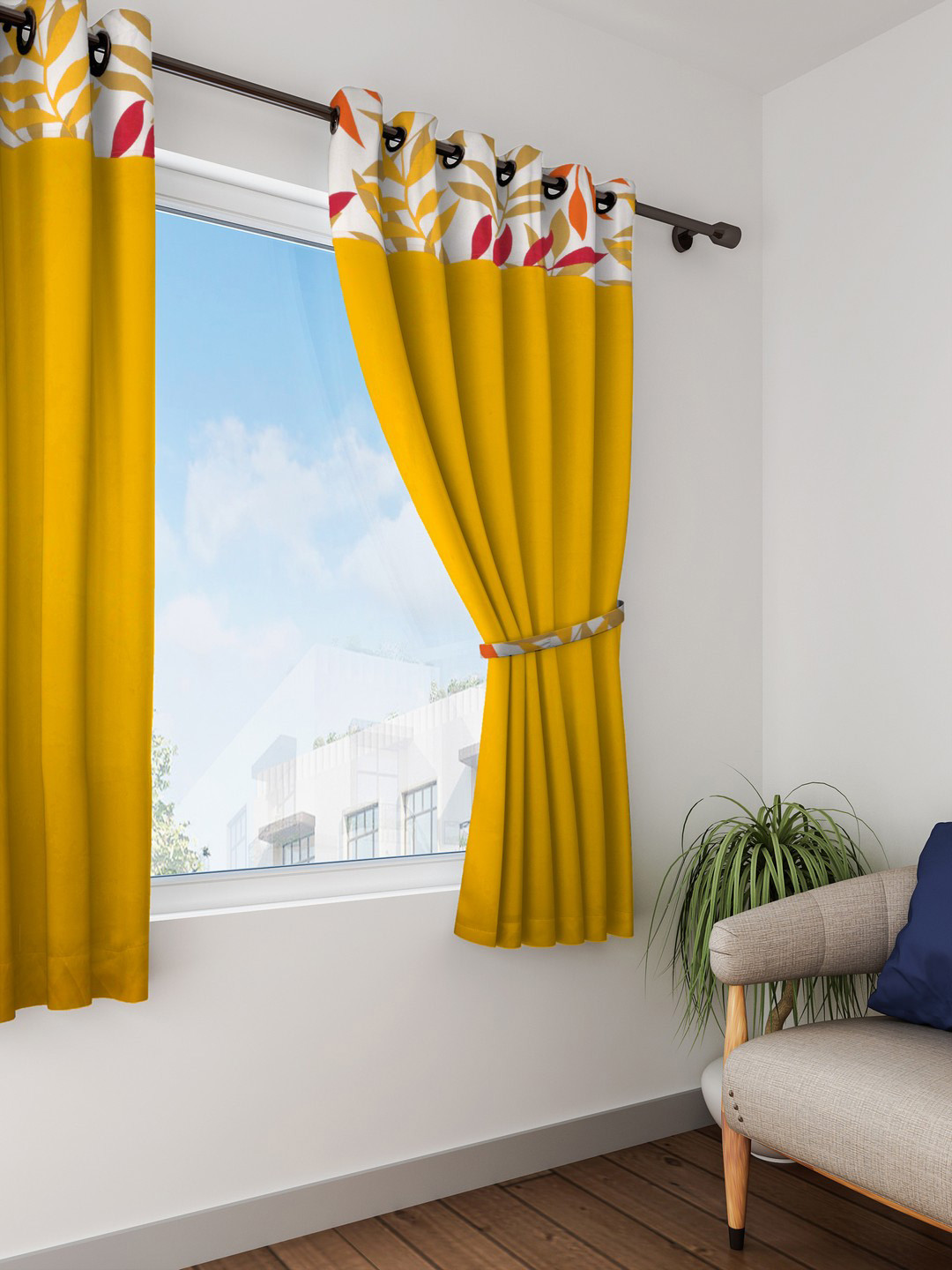 Buy SWAYAM Mustard Black Out Window Curtains Curtains And Sheers for