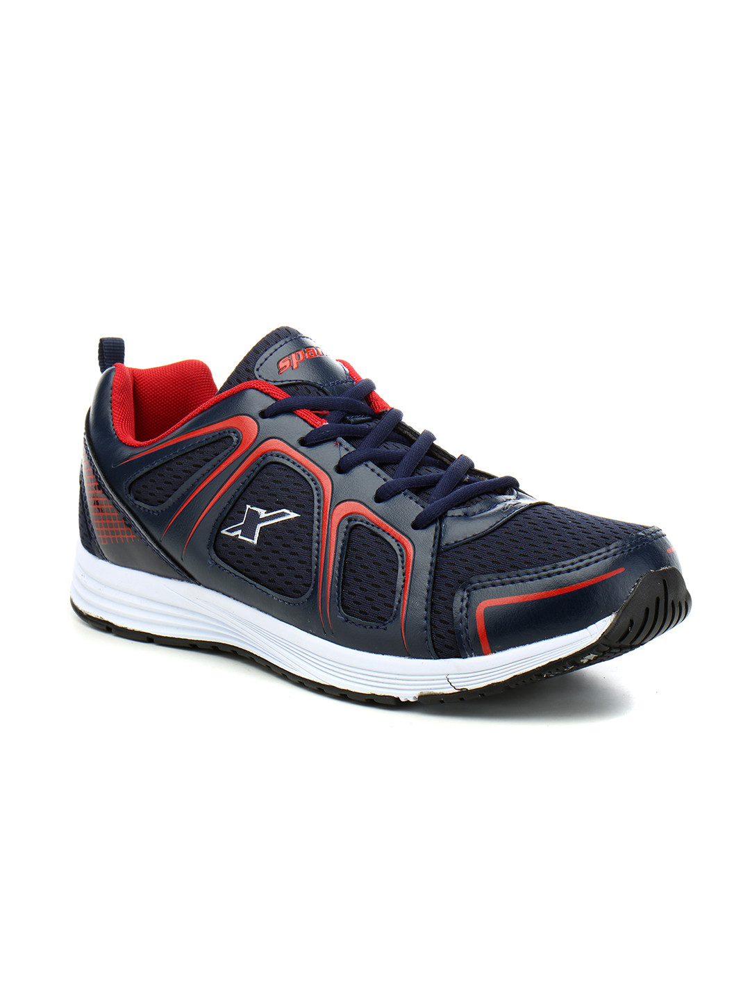 sparx men's navy blue and white running shoes