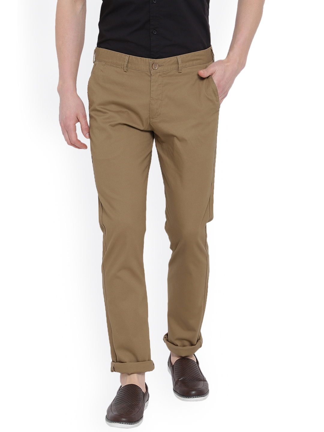 Buy Duke Men Brown Slim Fit Solid Chinos - Trousers for Men 4261653 ...