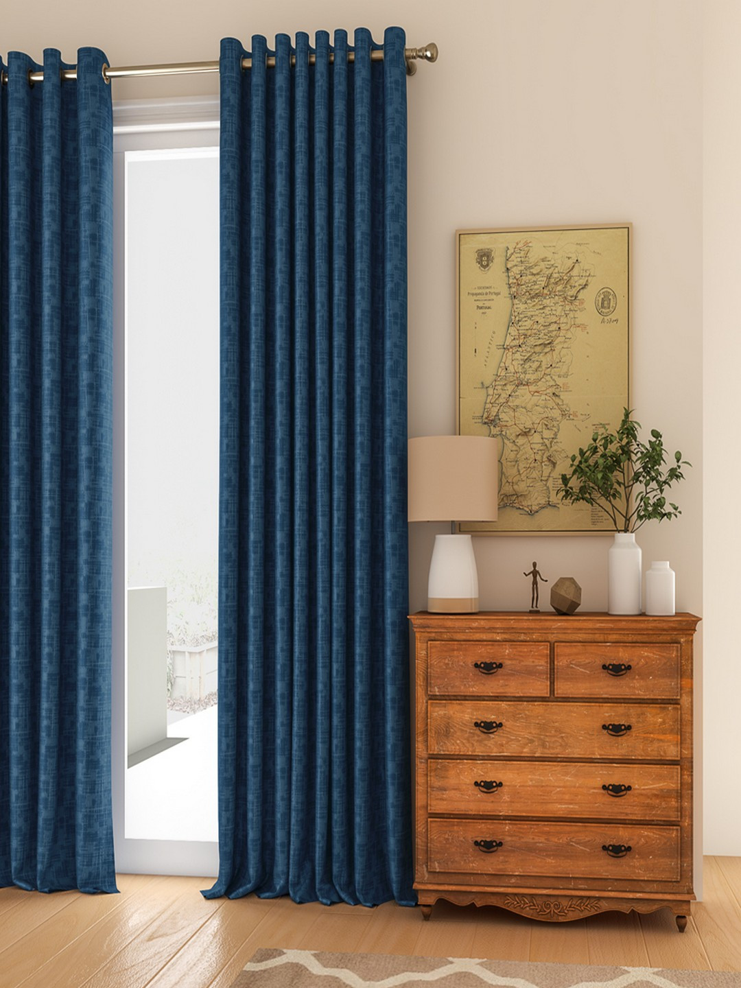 Buy Curtain Label Navy Blue Set Of 2 Door Curtain Curtains And
