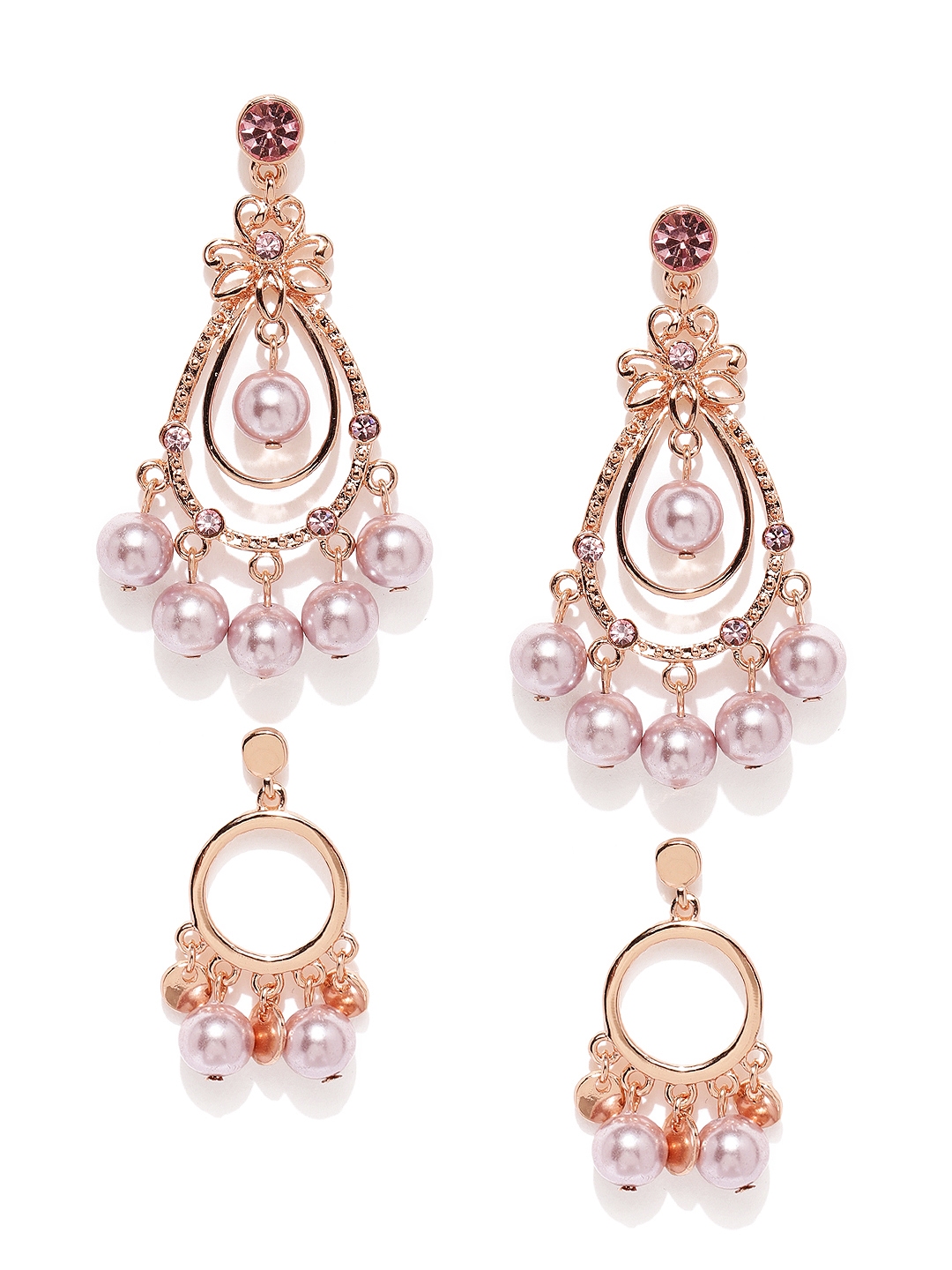 Buy Estelle By Nitya Set Of 2 Rose Gold Toned Earrings - Earrings for Women 4267644 | Myntra