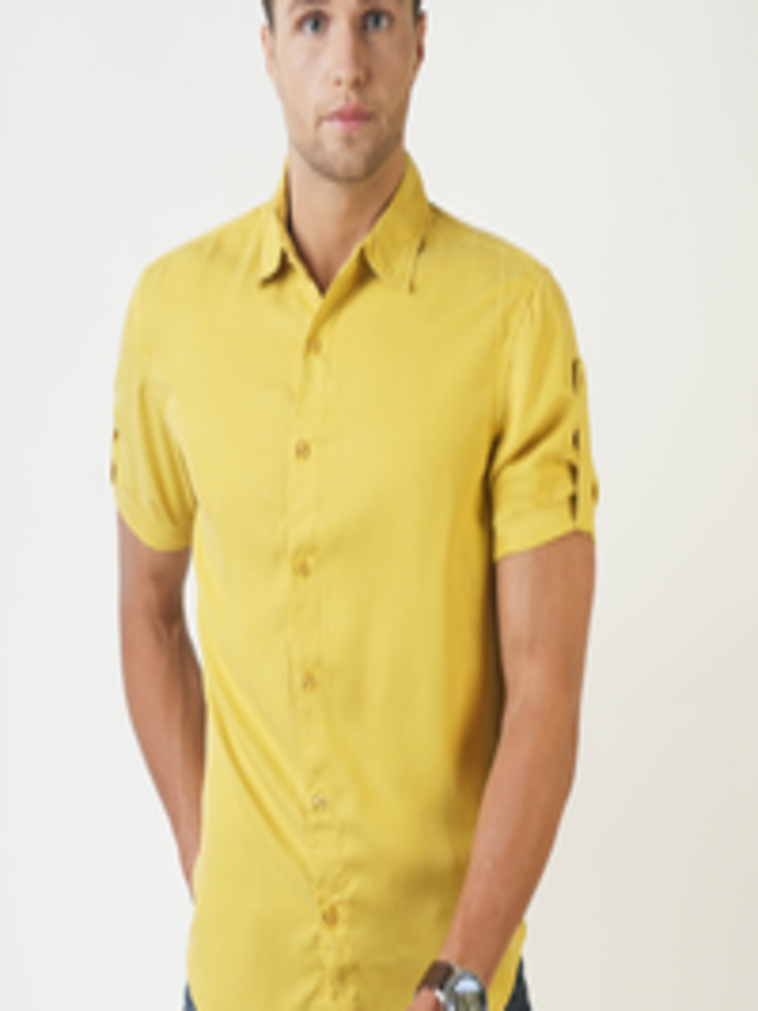 Buy Blue Saint Men Yellow Smart Slim Fit Solid Casual Shirt - Shirts ...