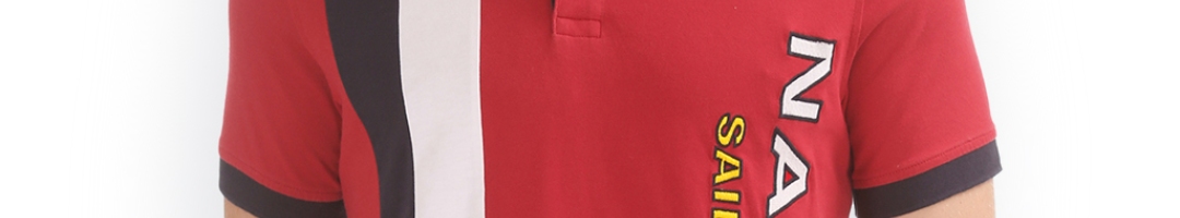 Buy Nautica Men Red Printed Polo Collar Slim Fit T Shirt - Tshirts for ...