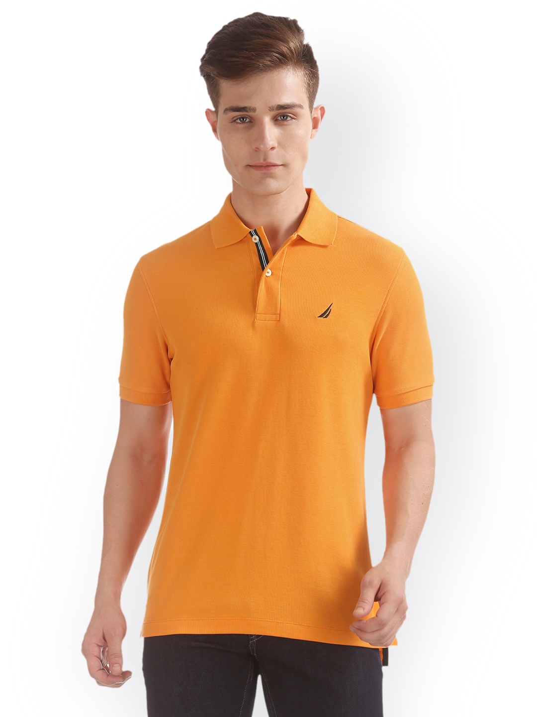 Buy Nautica Men Orange Solid Polo Collar Slim Fit T Shirt - Tshirts for ...