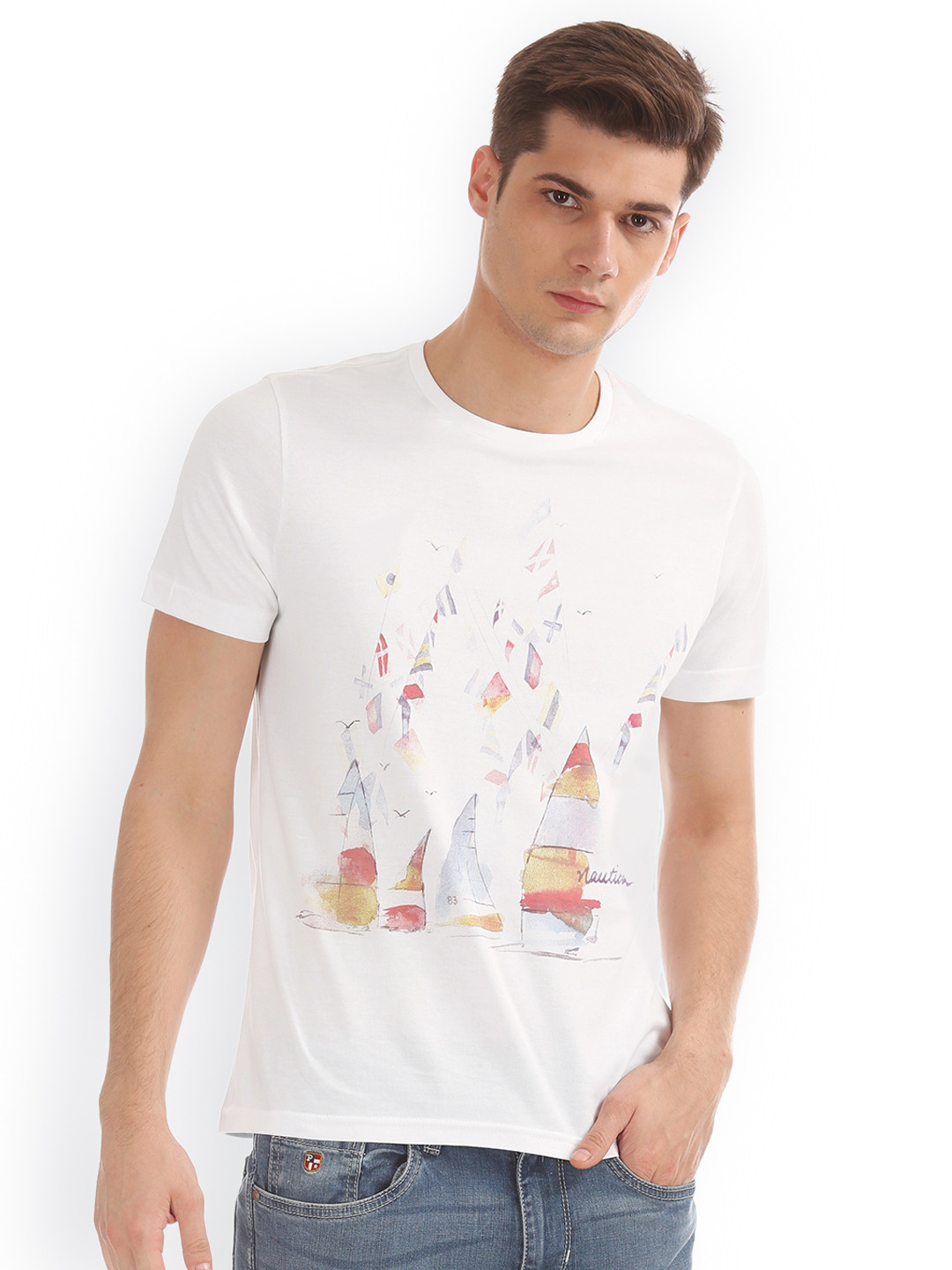 mens nautica white t shirt