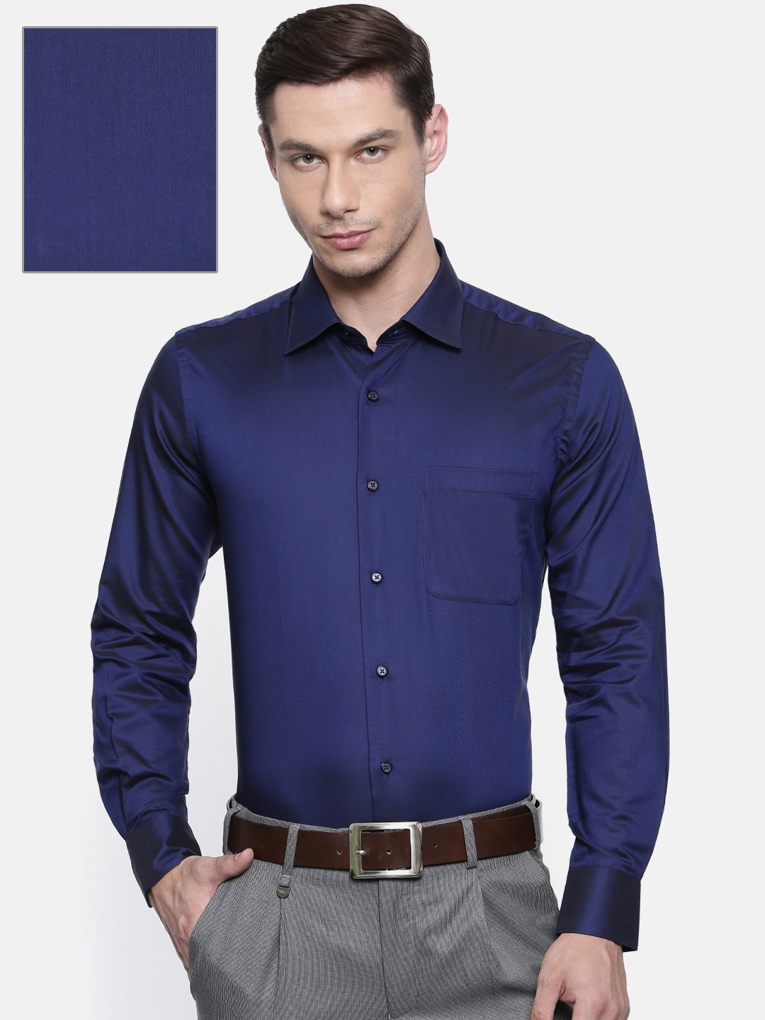 Buy Raymond Men Blue Solid Formal Shirt - Shirts for Men 4286521 | Myntra