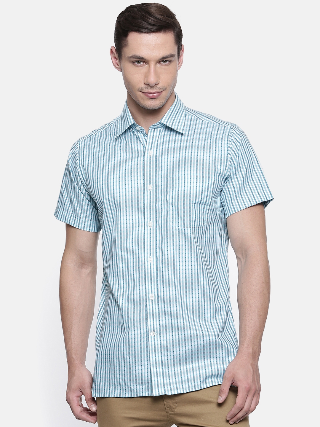 Buy Raymond Men Blue & White Regular Fit Checked Formal Shirt - Shirts ...