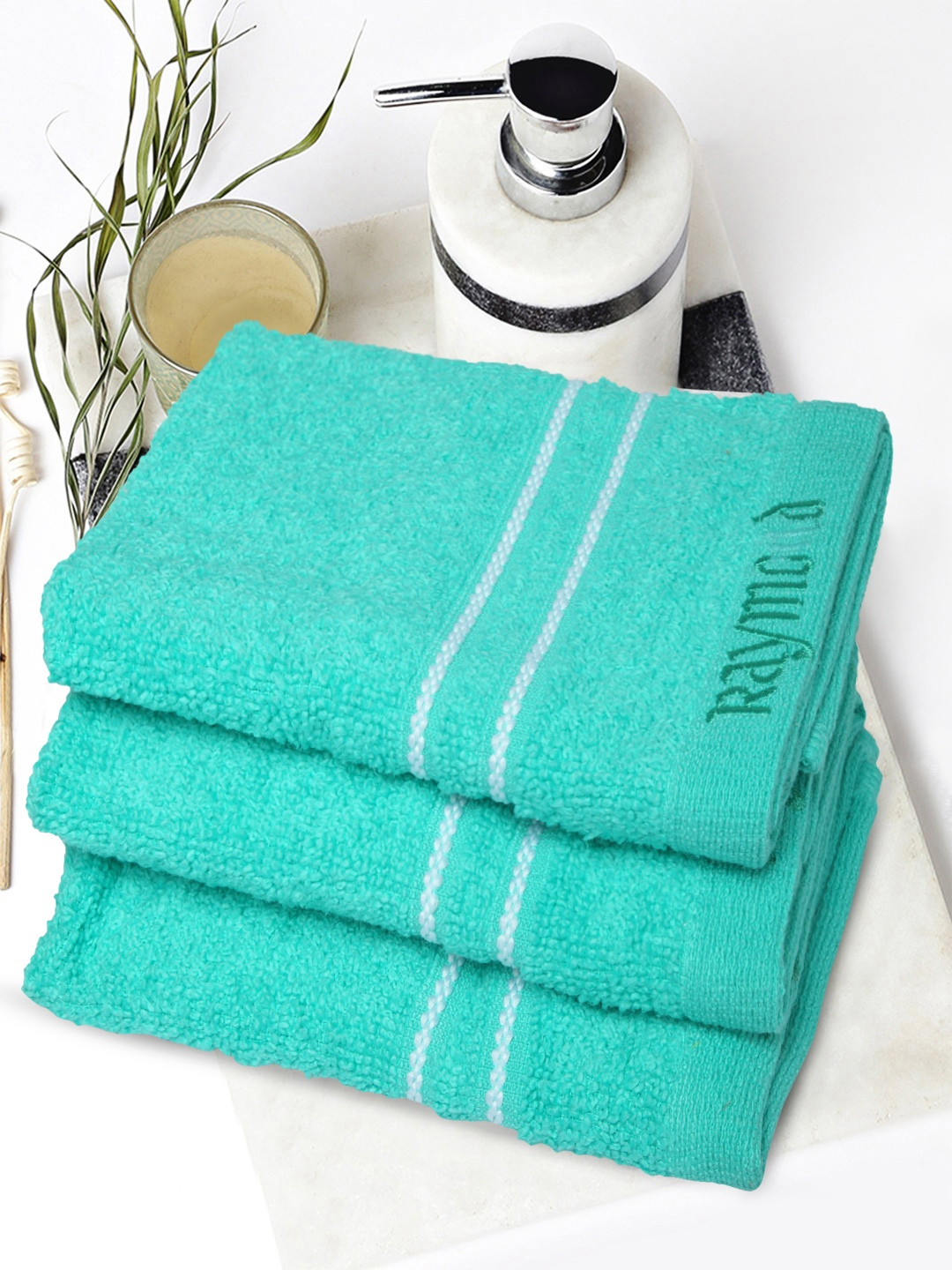 Buy Raymond Home Unisex Sea Green Set Of 3 Face Towels Face Towels