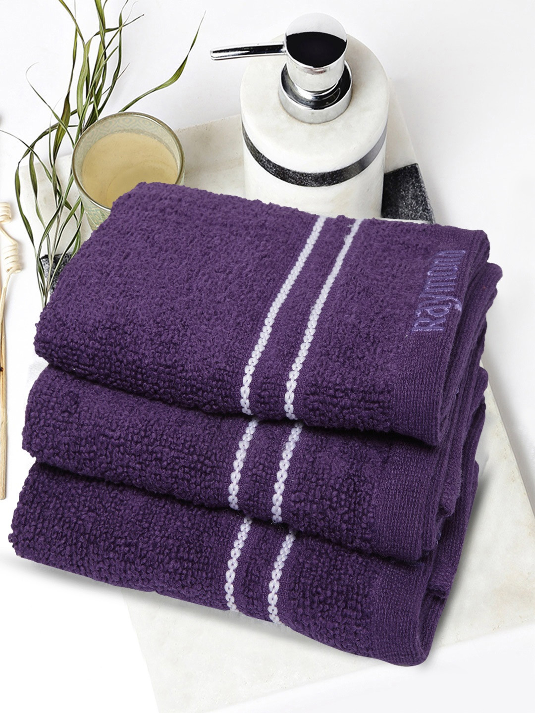 Buy Raymond Home Unisex Purple Set Of 3 Face Towels Face Towels for