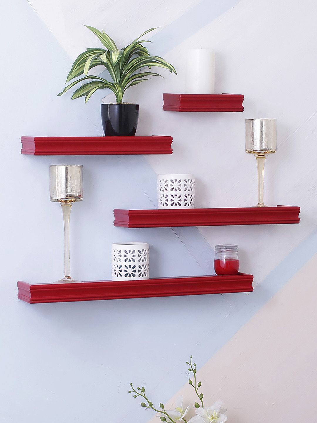 Buy Home Sparkle Red MDF Basic Wall Shelf Wall Shelves for Unisex