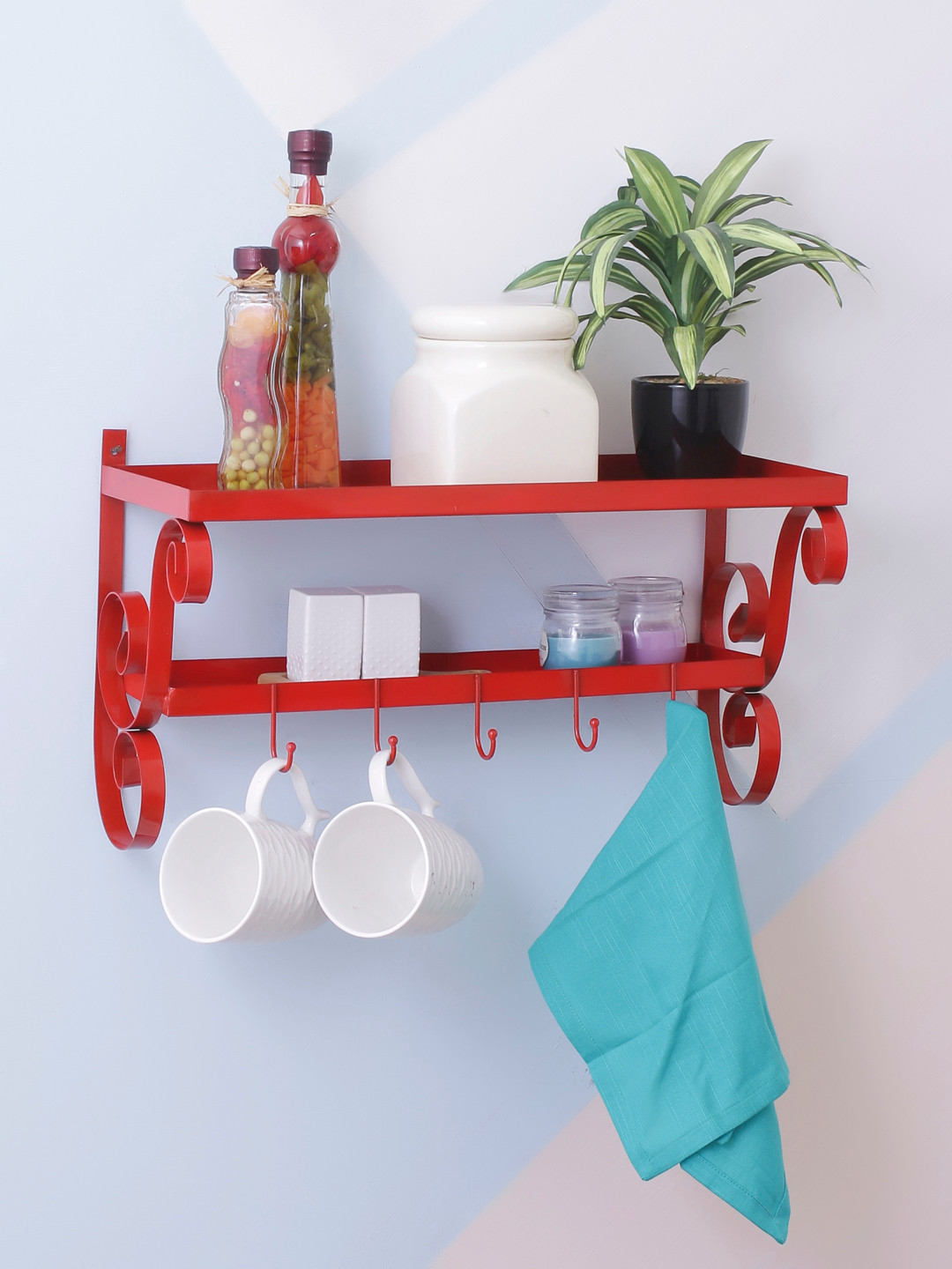Buy Home Sparkle Red Metal Basic Wall Shelf Wall Shelves for Unisex