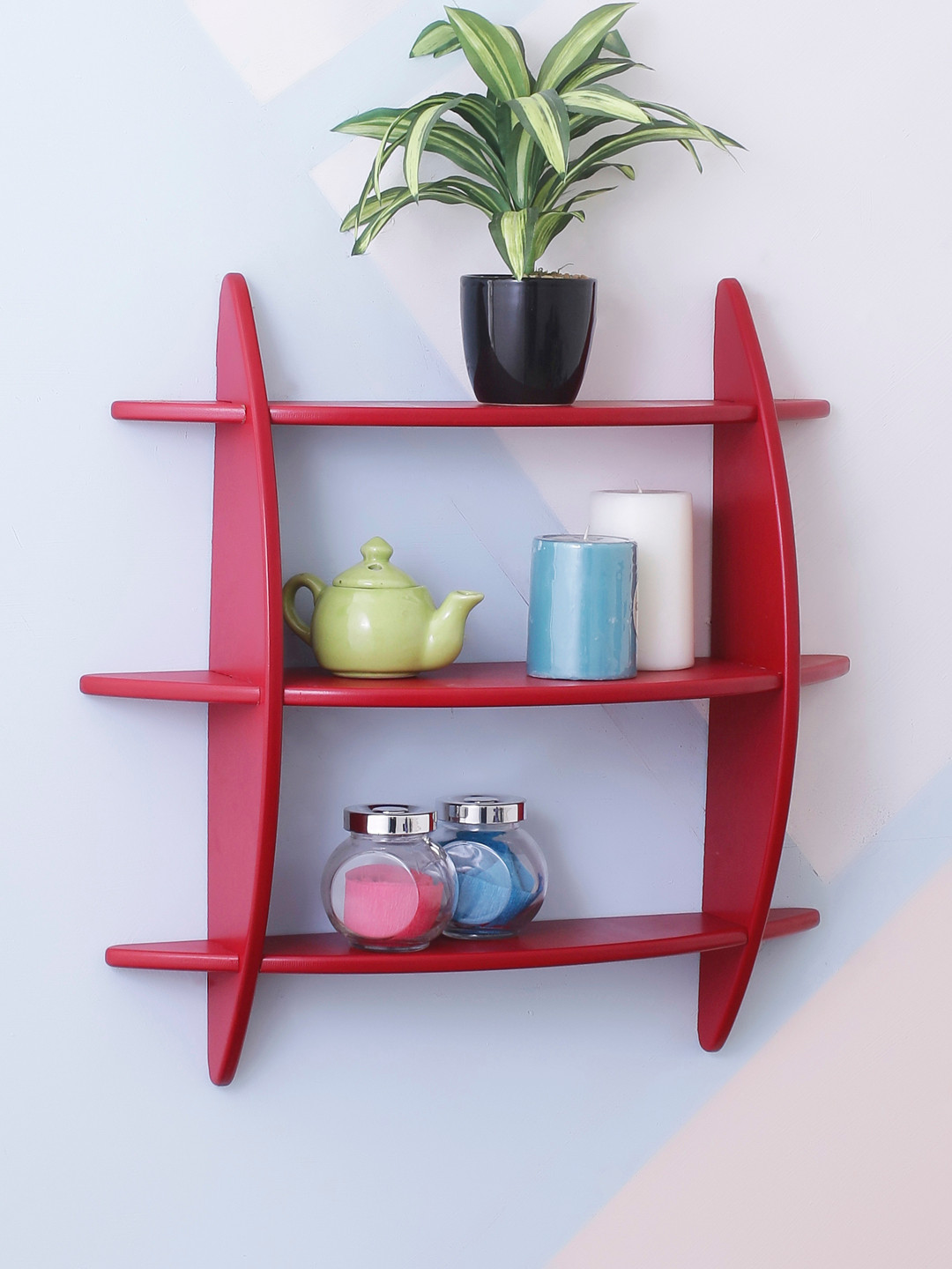 Buy Home Sparkle Red MDF Basic Wall Shelf Wall Shelves for Unisex