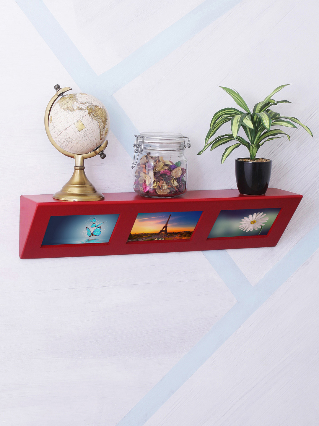 Buy Home Sparkle Red MDF Basic Wall Shelf Wall Shelves for Unisex