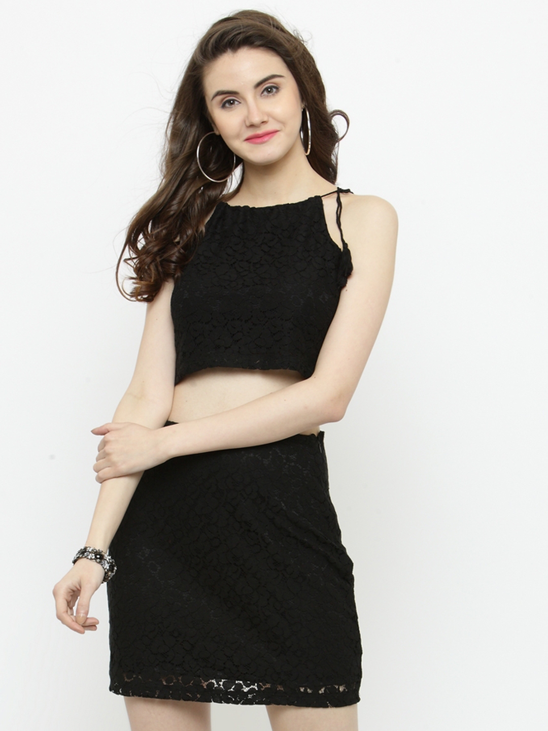 Buy Sera Women Black Self Design Fitted Bodycon Dress - Dresses for ...