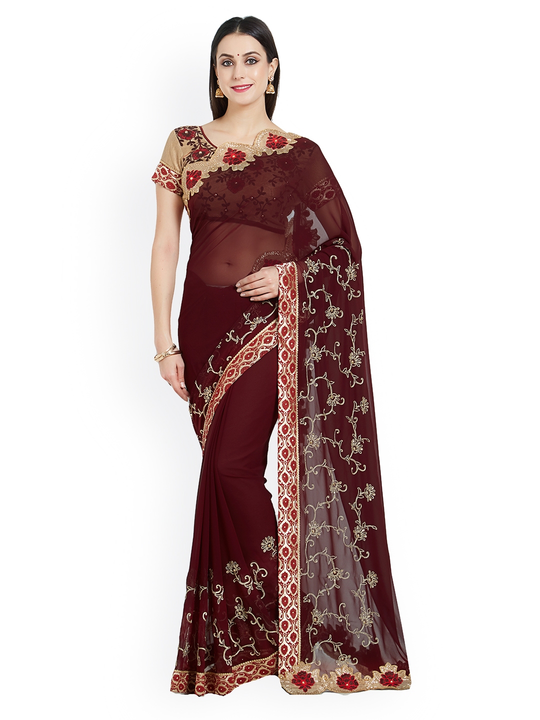 maroon and gold indian outfits