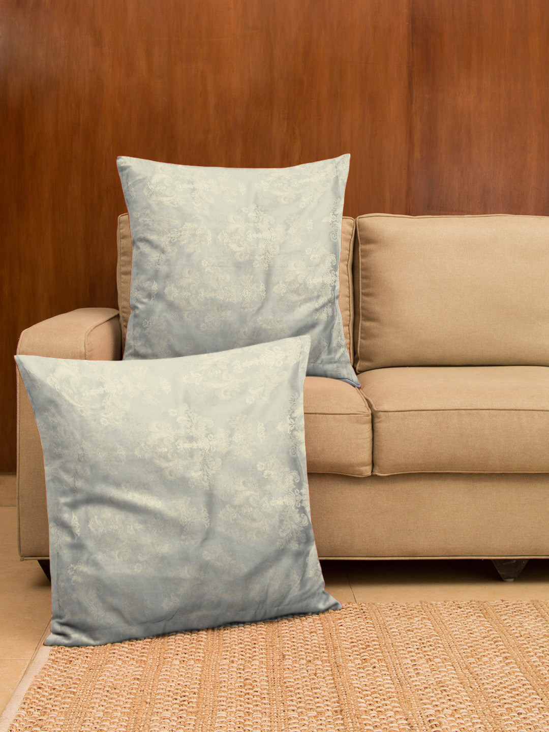 Buy CHRISTY Grey Single Patterned Square Cushion Covers Cushion