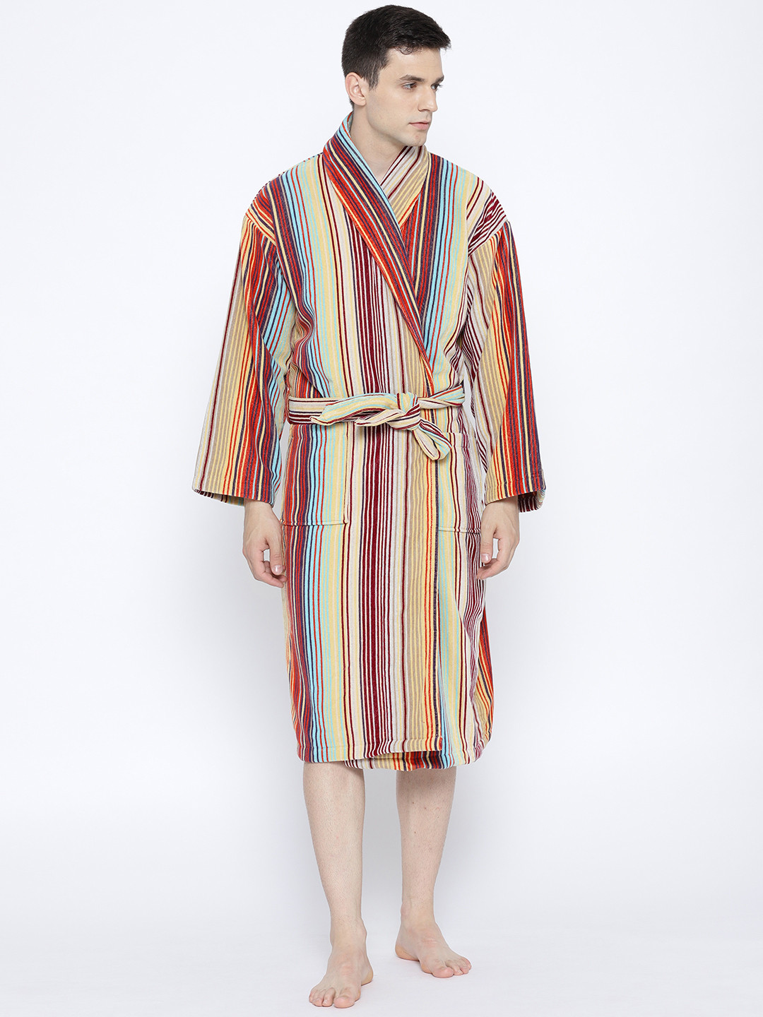 Buy CHRISTY Unisex Multicoloured Striped Bathrobe 1030480 Bath Robe for Unisex 4319592 Myntra
