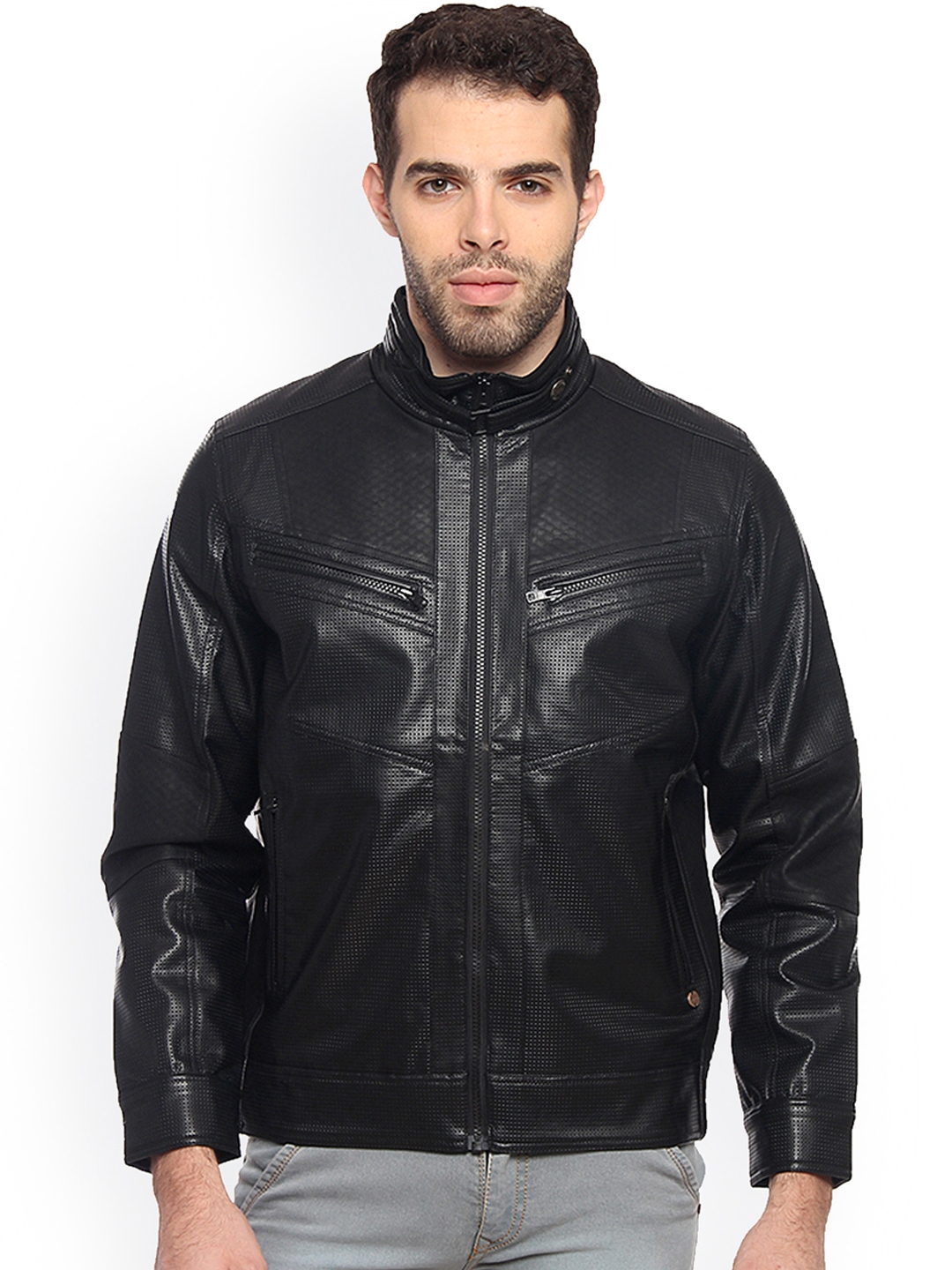 Buy Duke Men Black Solid Biker Jacket - Jackets for Men 4320038 | Myntra