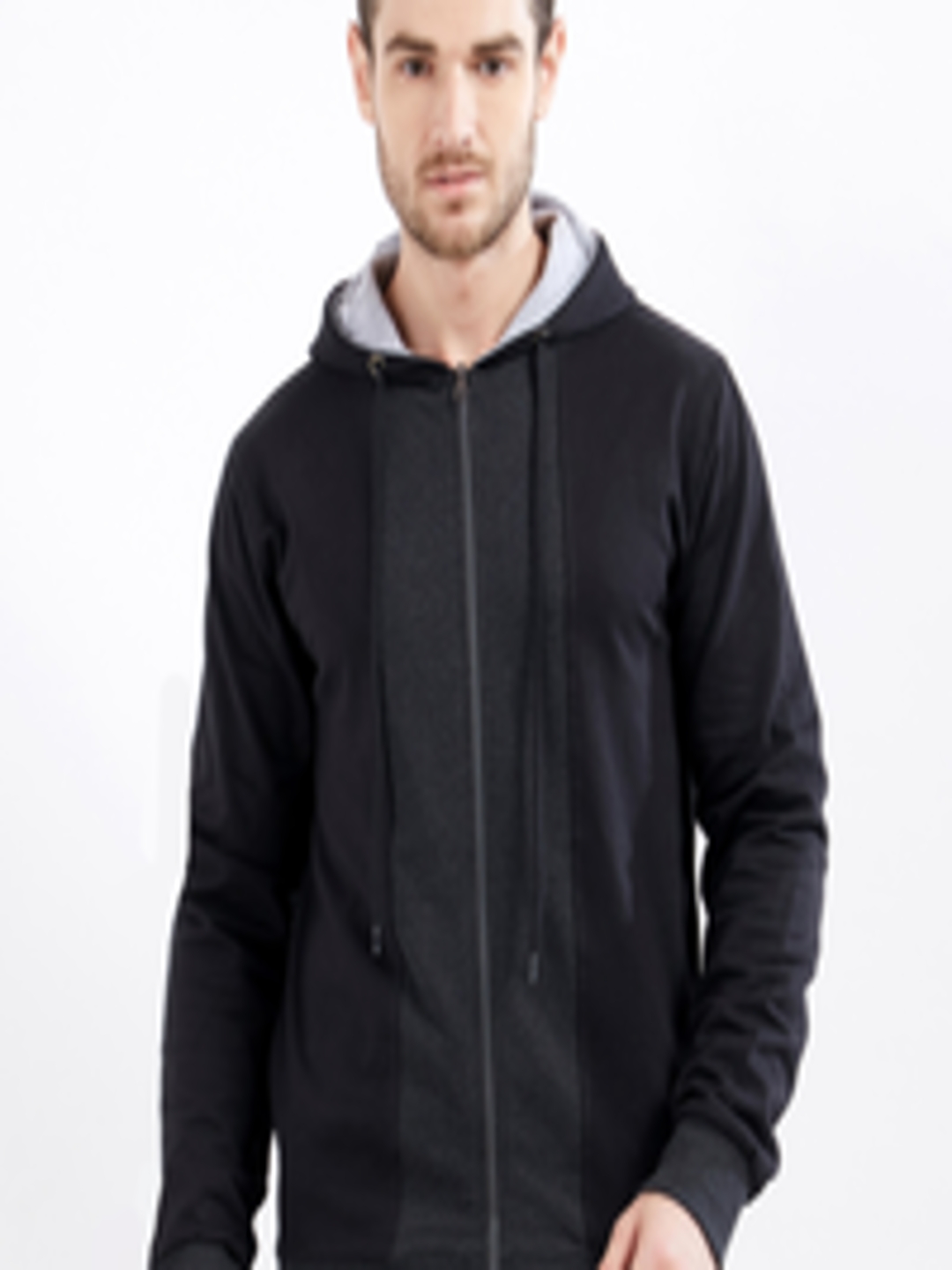 Buy Maniac Men Black & Charcoal Solid Hooded Sweatshirt - Sweatshirts ...