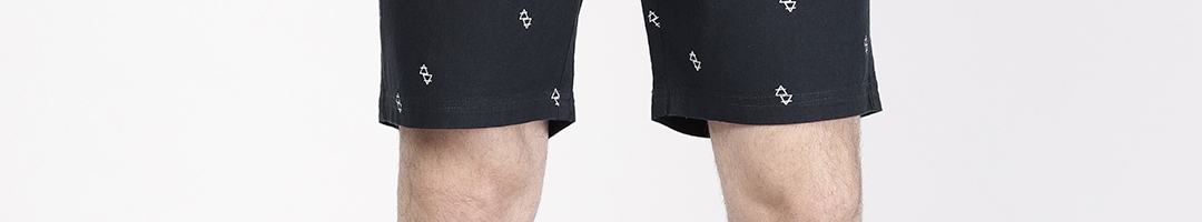Buy Ether Men Navy Blue Printed Regular Fit Regular Shorts - Shorts for ...