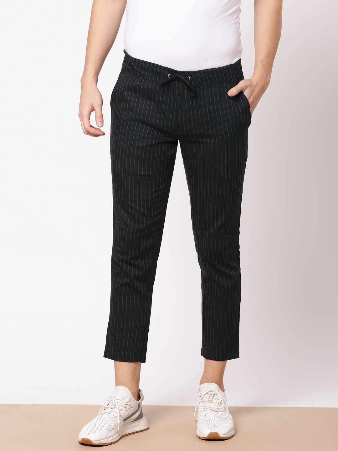 striped cropped trousers