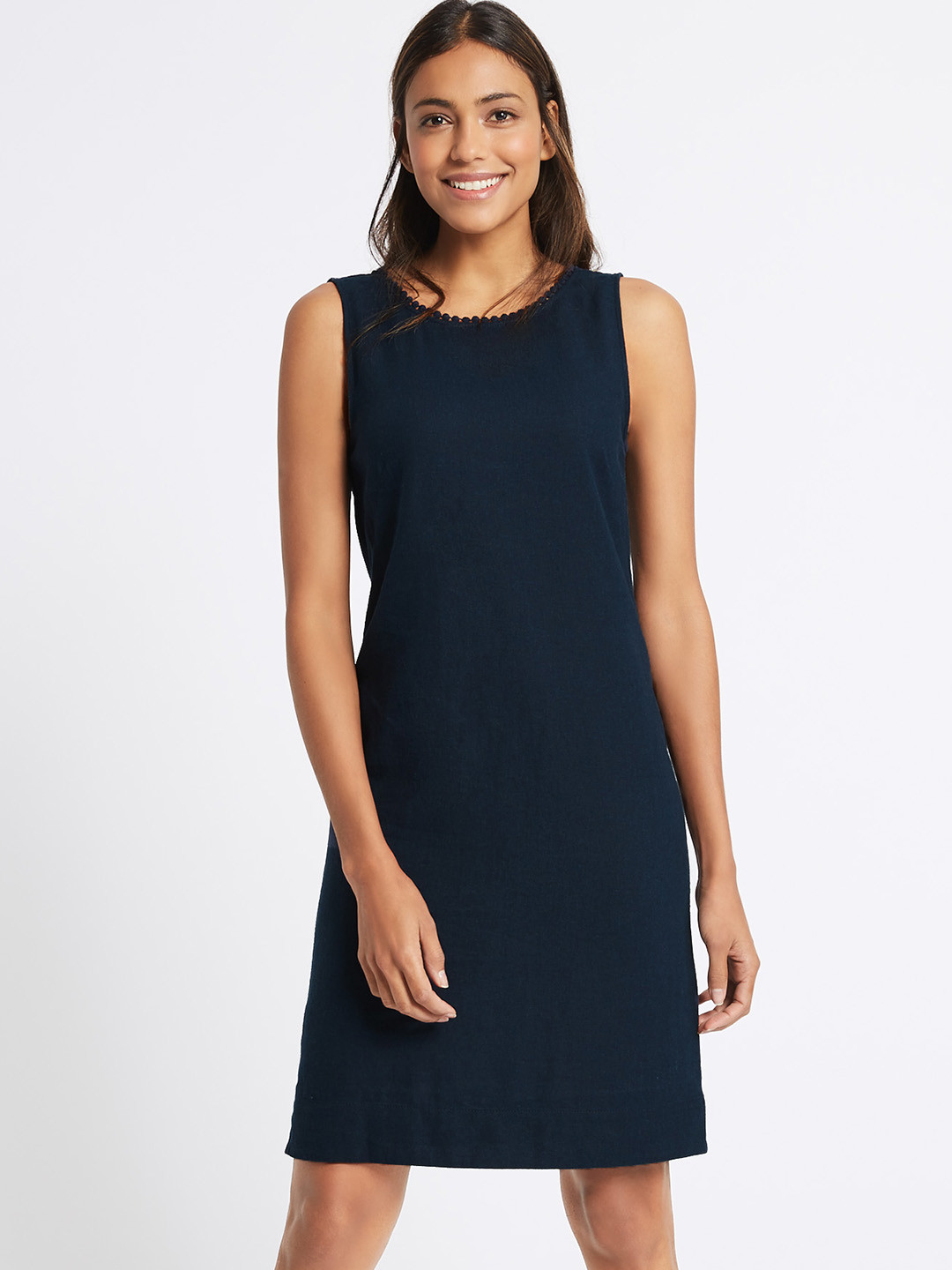 Buy Marks & Spencer Women Navy Blue Solid Sheath Dress Dresses for