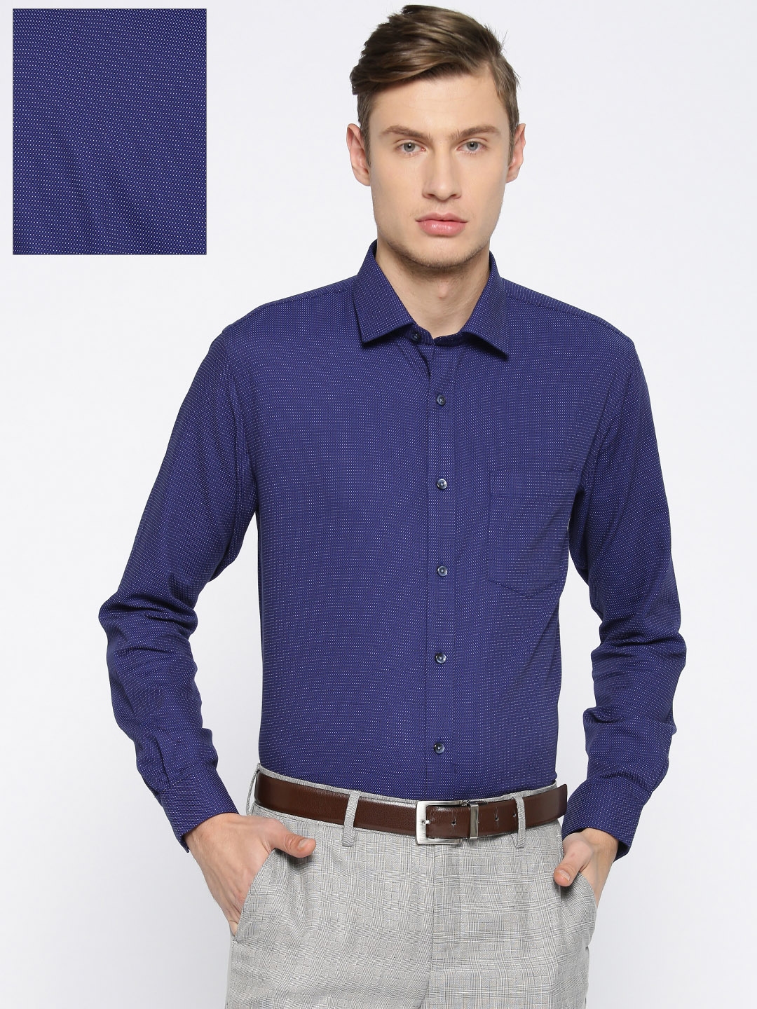 Buy Oxemberg Men Navy Blue Slim Fit Printed Formal Shirt - Shirts for ...