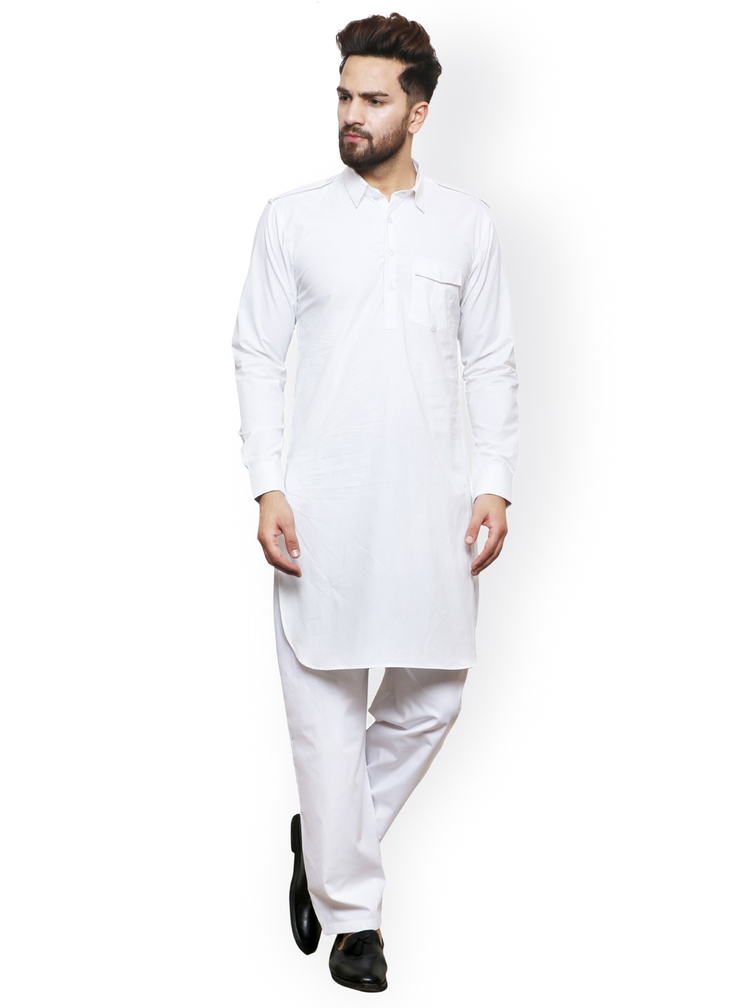 Buy Zotw Men White Solid Pathani Kurta - Kurtas for Men 4324018 | Myntra