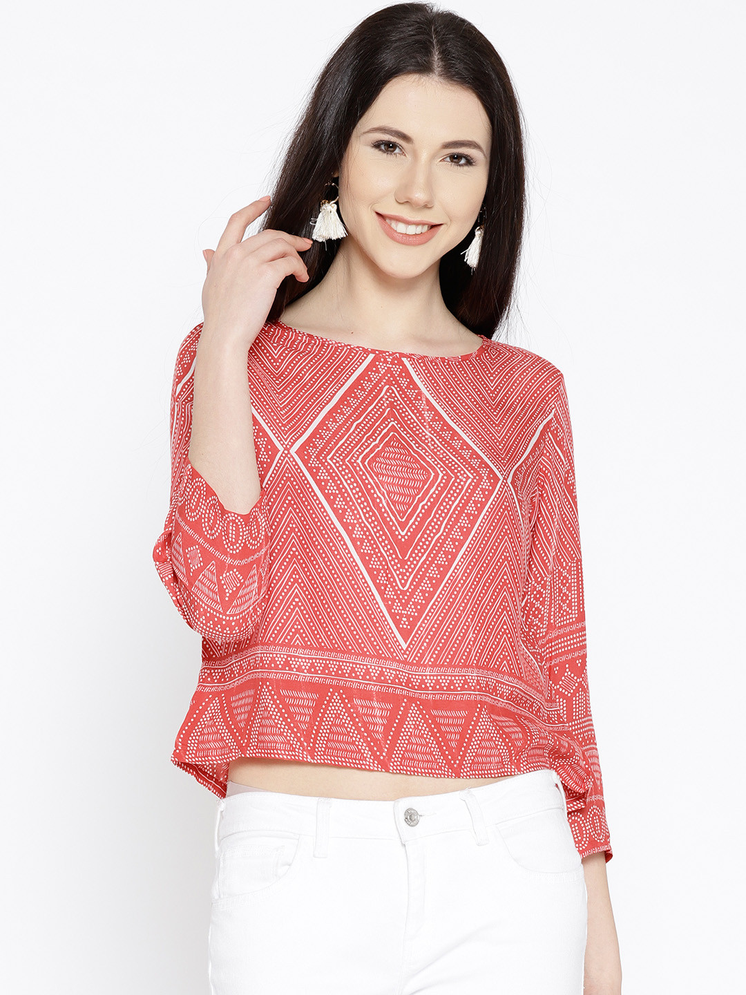 Global Desi Printed V-Neck Top & Skirt main image 1