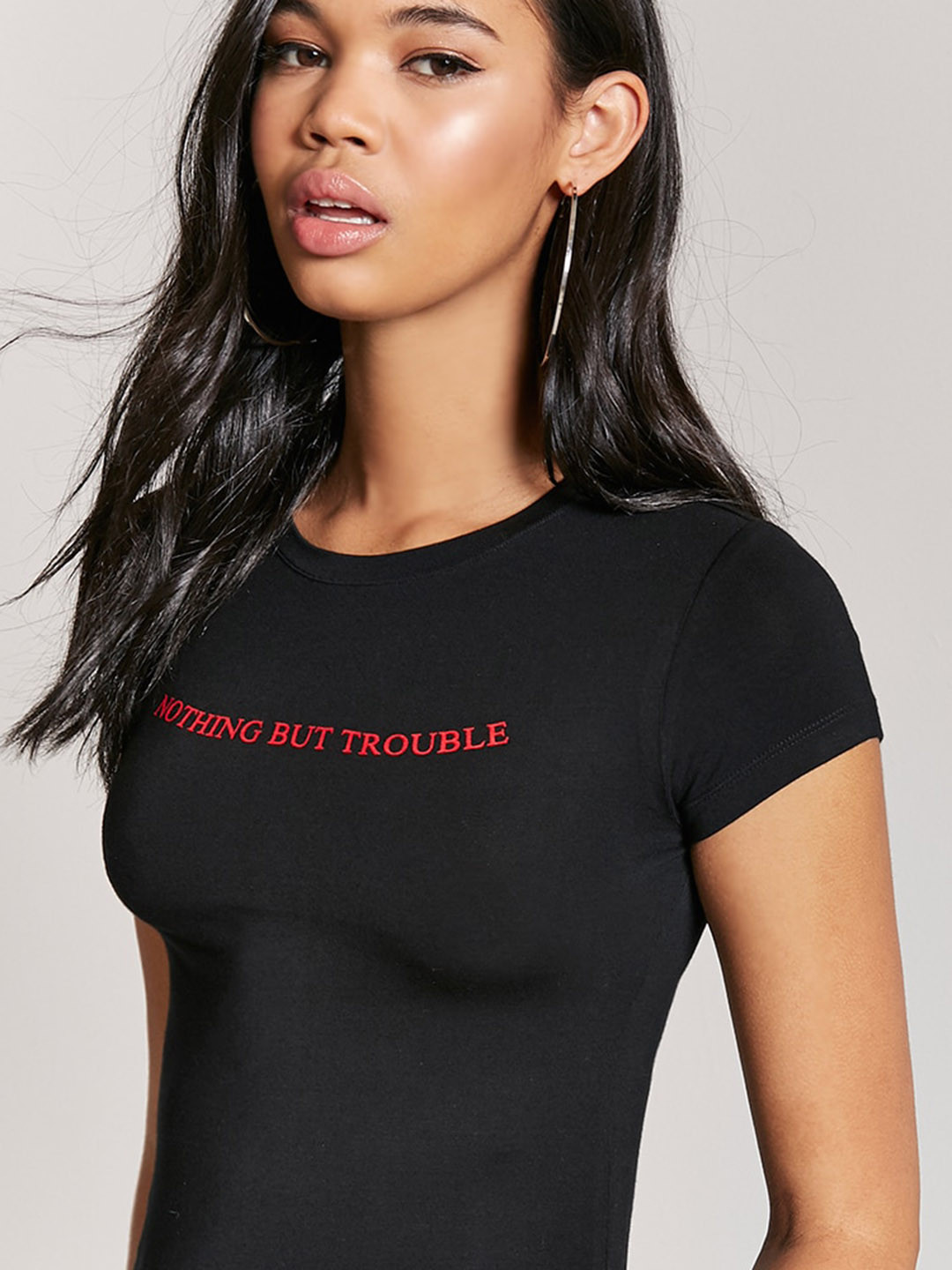 Buy FOREVER 21 Women Black Solid Round Neck T Shirt Tshirts for Women