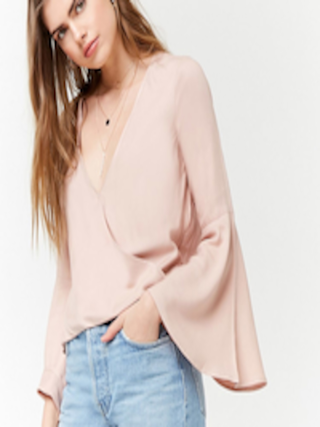 Buy FOREVER 21 Women Peach Coloured Solid Wrap Top - Tops for Women ...