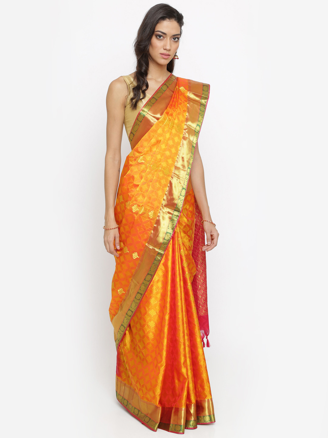 Buy The Chennai Silks Classicate Yellow Pure Silk Woven Design Kanjeevaram Saree Sarees for