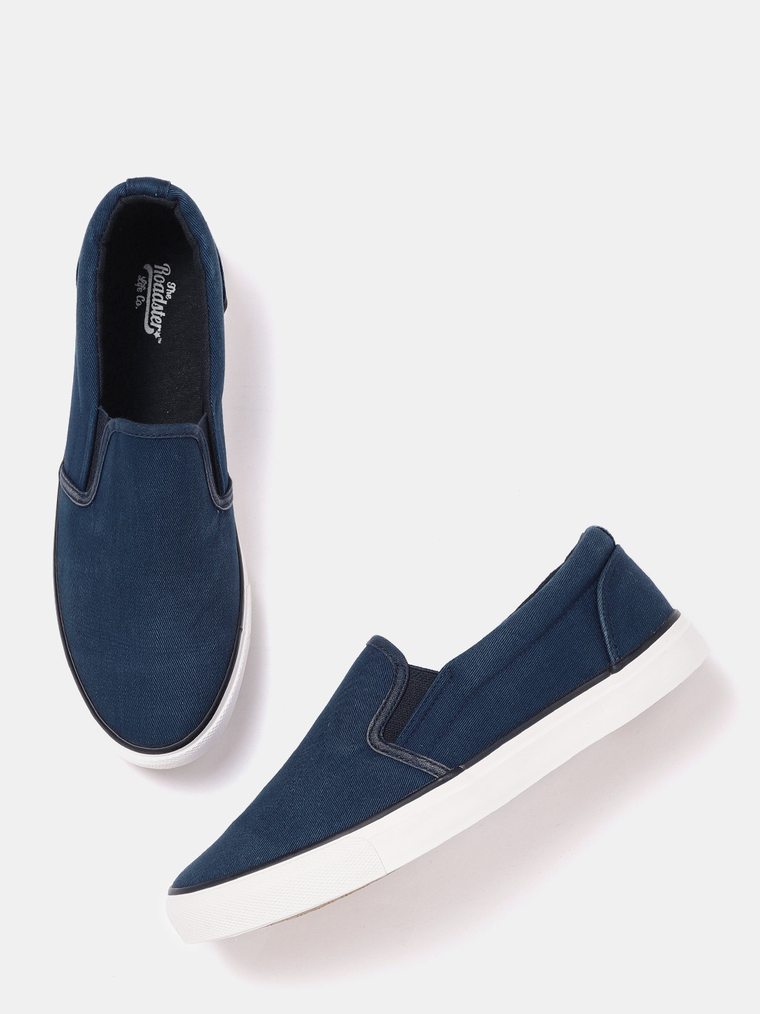 slip on navy blue sneakers