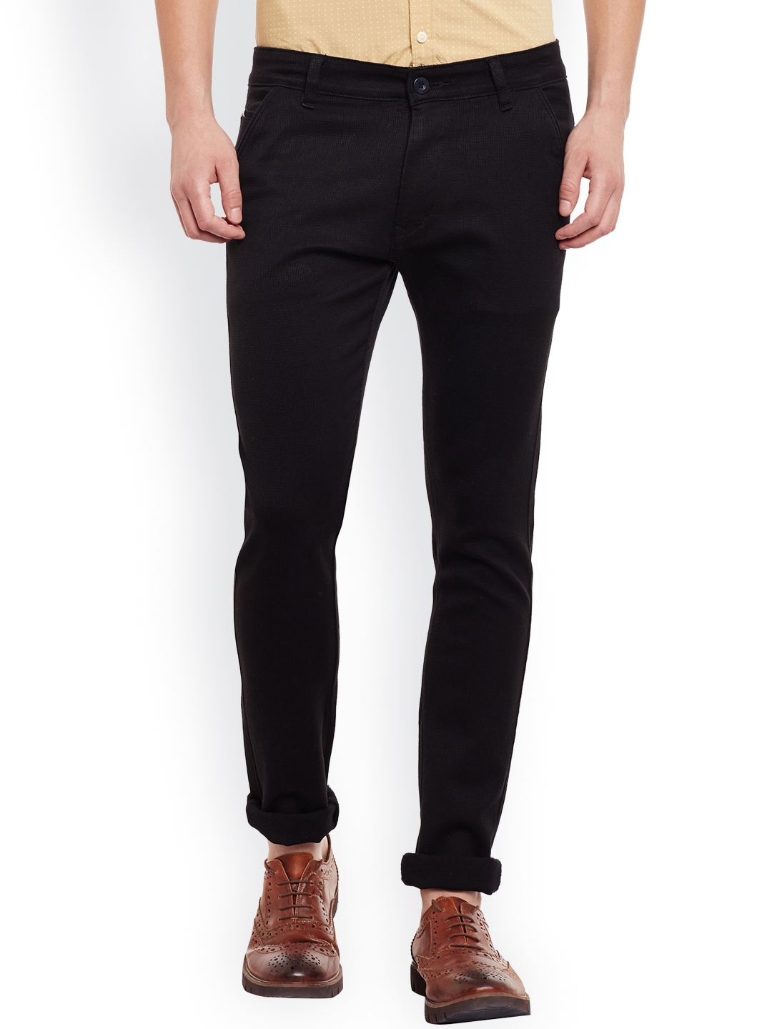 Buy Rodamo Men Black Smart Slim Fit Solid Formal Trousers - Trousers ...
