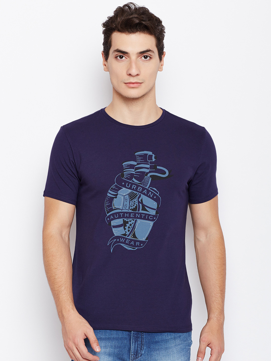 Buy Blackberrys Men Navy Blue Printed T Shirt Tshirts for Men 4369454