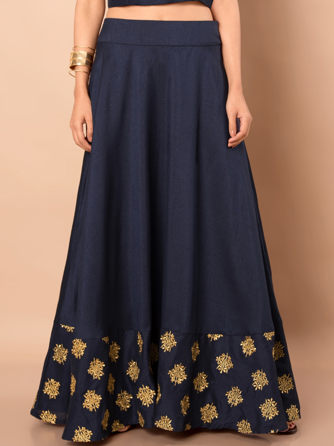 Buy Indya Women Navy Blue Embroidered A Line Maxi Skirt Skirts For Women 4369886 Myntra 4202